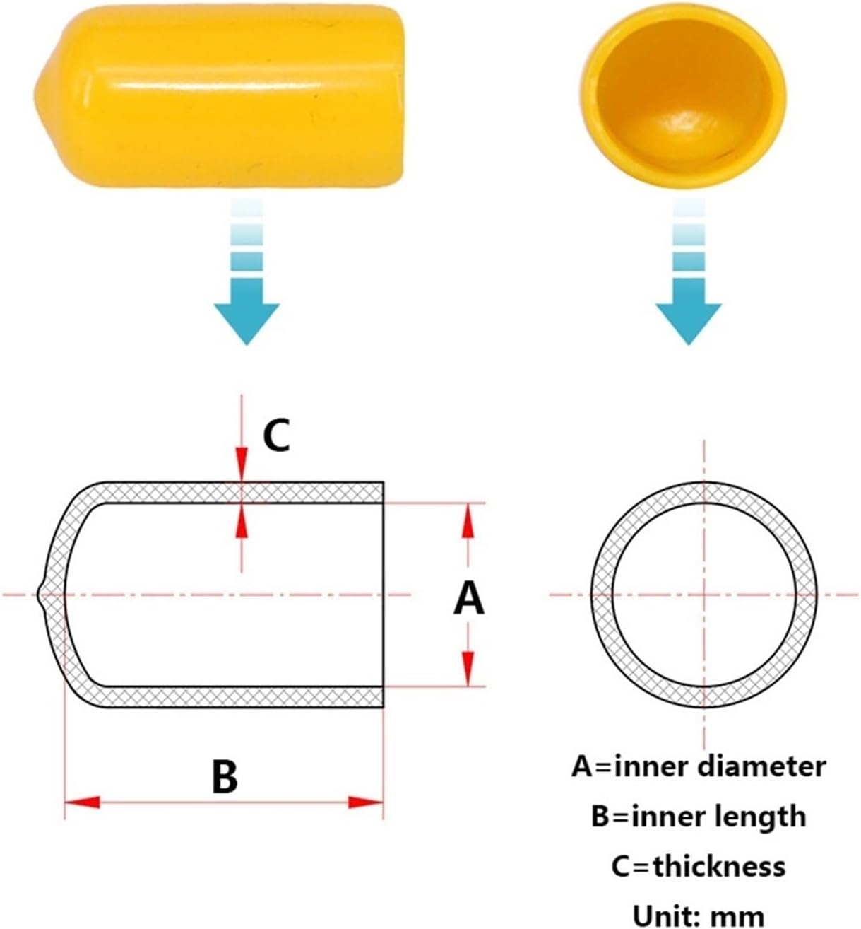 CREAP Rubber Cap Screw Plug Cover Black Stopper Protective Sleeve End Caps Seals PVC Hole Plastic Pipe Thread Tip Tube Tips (Color : Red, Size : HR-16.5 20pcs)