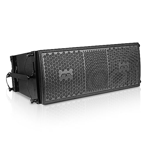 Sound Town Mode Audio Series 2 x 8 Line Array Loudspeakers, with Italian Neodymium Drivers, Plywood, Full-Range/Bi-Amp Switchable, Aluminum Side Handles, Black (FILA-208)