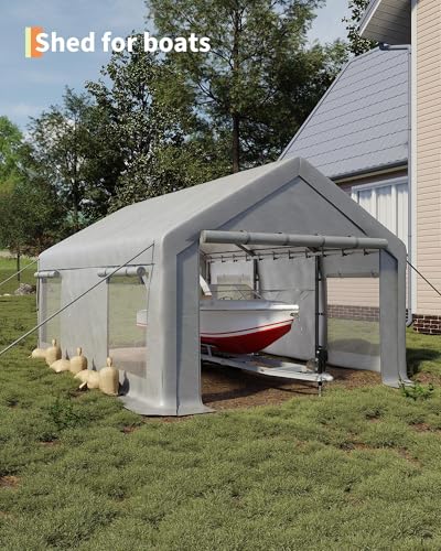 Image of 12x20 FT Heavy Duty Carport Canopy with Sidewalls, White