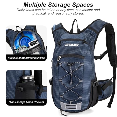 CAREYSTEN Hydration Backpack Cycling Backpack Women Running Backpack Water Backpack for Hiking Biking Backpack for Men Equipped with 2L Water Bag (Navy Blue) — view 5