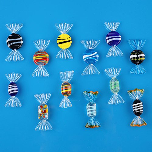 Trolleyshop 12Pcs Vintage Murano Style Glass Sweets Candy Ornament For Home Party Wedding Christmas Festival Decorations Gift Candy Ornament Set #TOP6