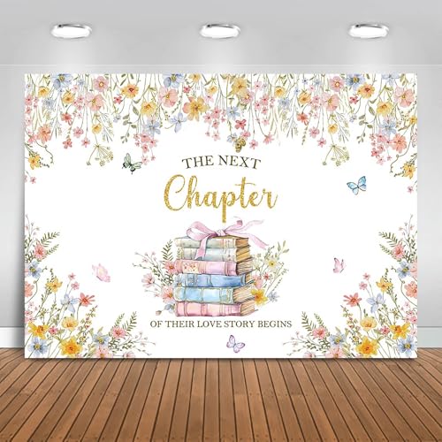 Fitumiw Wildflower Wedding Backdrop 7x5ft The Next Chapter of Their Love Story Begins Photography Background Party Decorations Bridal Shower Engagement Banner Photo Booth Props