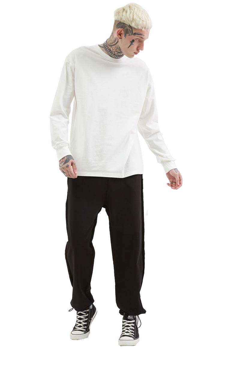 BaronHong Męski bawełniany t-shirt z długim rękawem