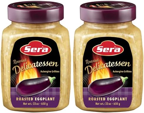 Sera Roasted Delicatessen Roasted Eggplant 23 Oz | Ready to Serve Precooked Eggplant | Smokey Flavor | Perfect for Grilling, Vegetables, Meats, Sandwiches! | Kosher (2 PACK)