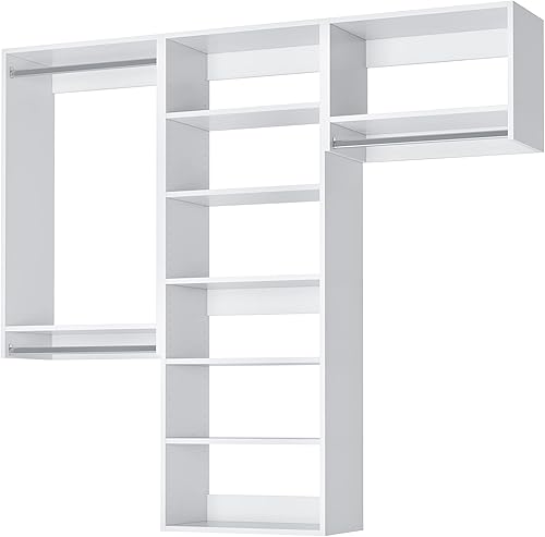 Kit de armario con barras y estantes para colgar, sistema de armario esquinero, estantes de armario, organizadores de armario y estantes de