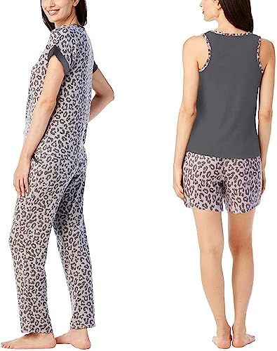 Image of Lucky Brand Women's Pajama Set - 4 Piece Sleep Shirt, Tank Top, Pajama Pants, Lounge Shorts (S-XL)