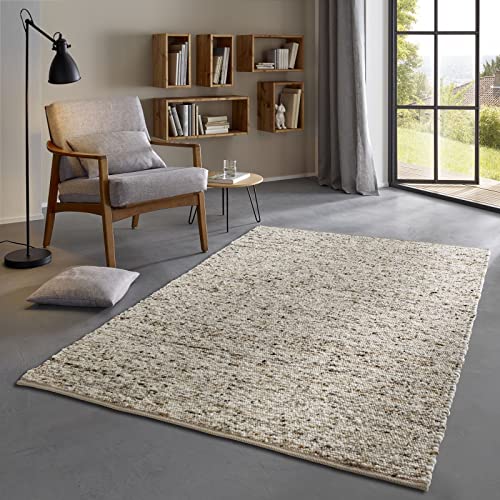 Taracarpet Skandi Landhaus Teppich Hand-Web-Teppich aus hochwertiger Schurwolle 2700 Gramm/qm...