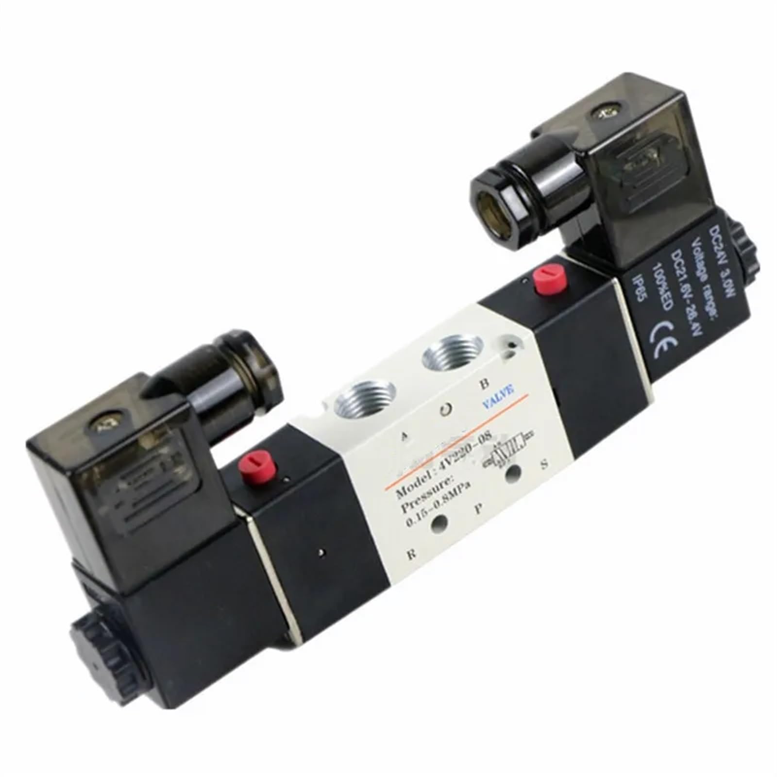Electroválvula neumática 4V220-08 de 220 V, 5 vías, 2 Posiciones, Bobina de 1/4", aleación Interna, CC 12 V, CC 24 V, CA 110 V.(W 6mm Fittings,DC 12V)