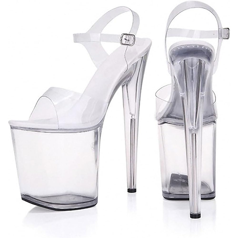 Hyfzxwx Women's C Platform Transparent Rystal Pole Dance High Heels High Sandals Night Lub Model Party Pumps Stripper Shoes Sexy/C/37Eu