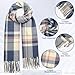 Loritta Womens Scarf Fashion Long Plaid Shawls Wraps Big Grid Winter Warm Lattice Large Scarves Gifts, U-Navy Beige Red Lattice