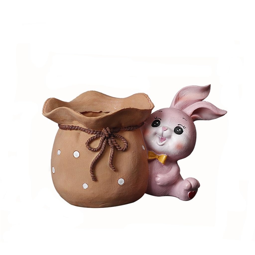 GELASIGE Flower Pots Cute Rabbit Flowerpot, Personalized Succulent Planter, Creative Decorative Ornaments Outdoor Flower Pots(A)