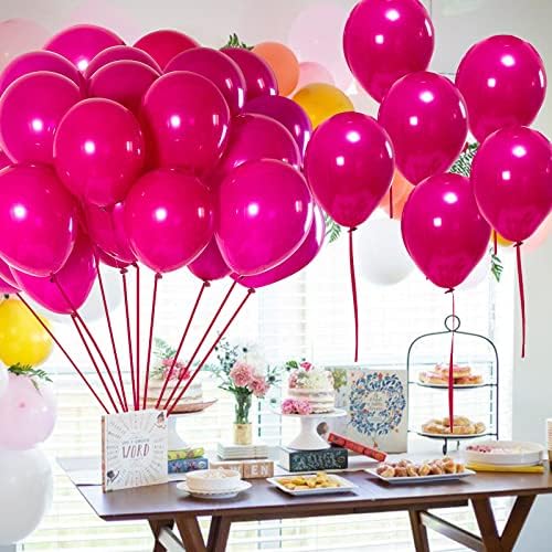 Hot Pink Latex Balloons, 70 pcs 12 inch Latex Balloons, Party Balloons for Pink Party Decorations, Pink birthday party Decorations for Girl, Wedding Decorations, Bridal Shower Pink Balloons Valentines
