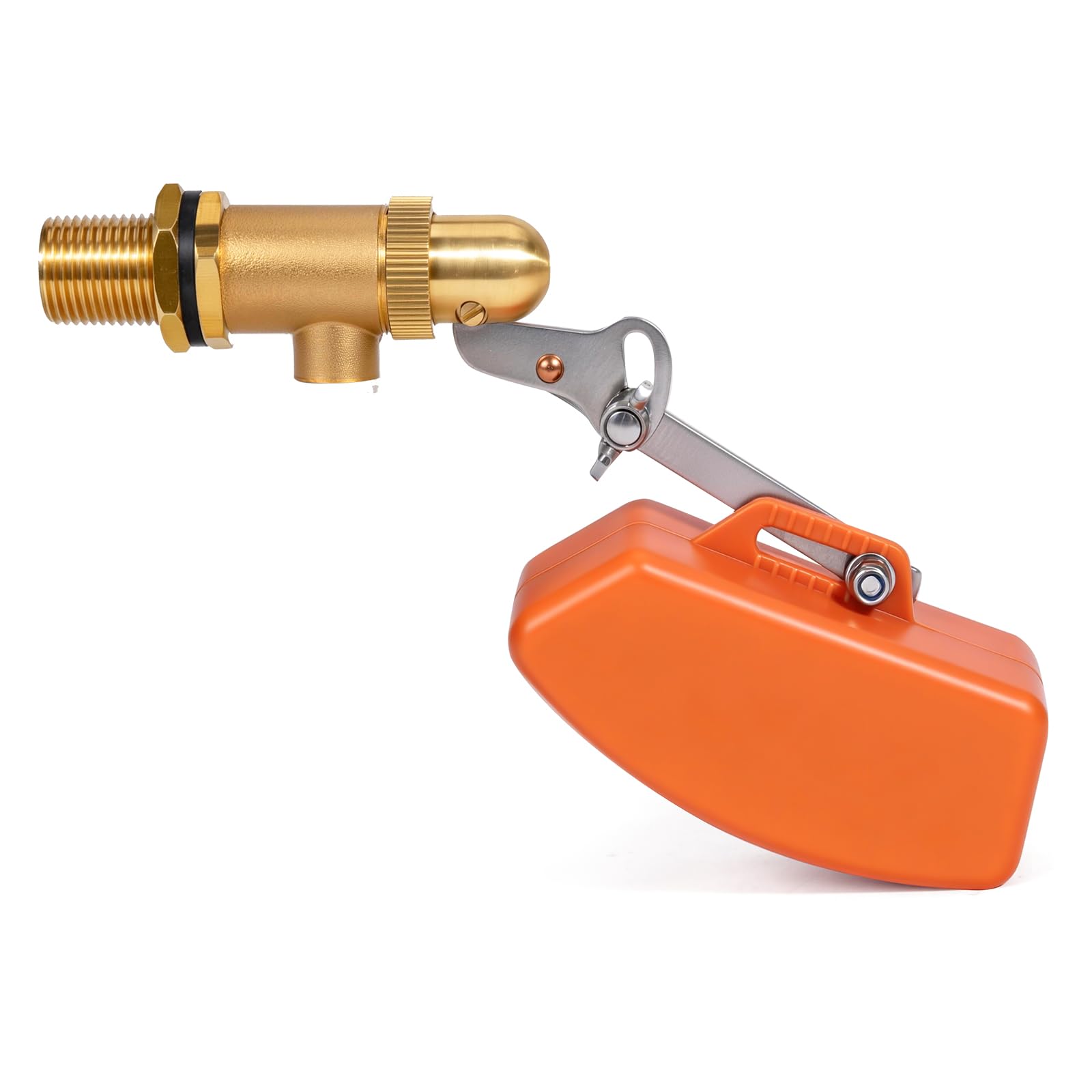 3/4" Schwimmerventil Aus Messing 3/4 Zoll Ventil mit Schwimmer mit verstellbarem Arm Auto Fill Feed Befeuchter Für Automatische Viehtränken Wassertank Aquarien (Orange)
