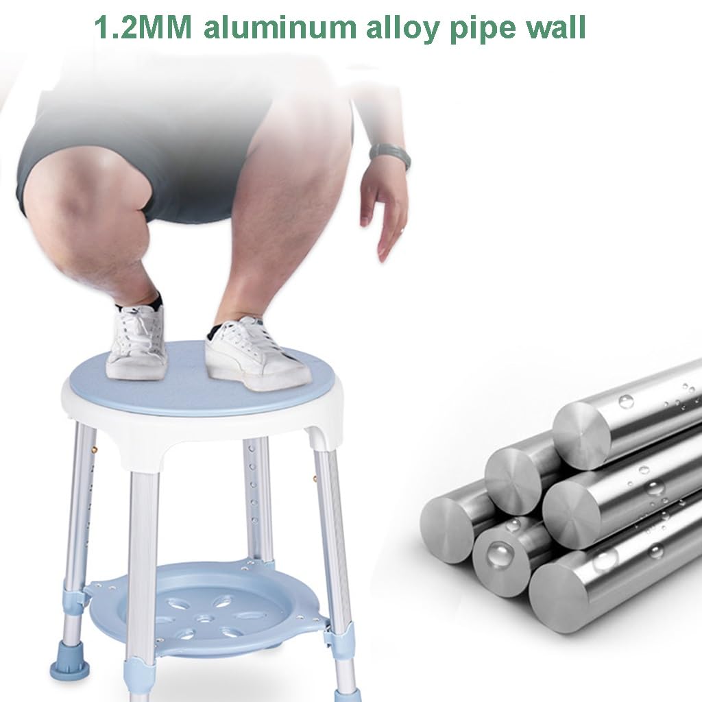 Silla de ducha resistente for ducha interior, taburetes de ducha giratorios de 360° de 396 libras, silla de bañera ajustable y banco de asiento de bañera con bandeja de almacenamiento for personas may