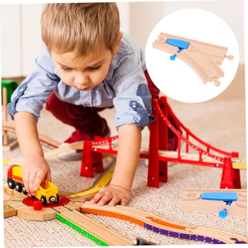 TOYANDONA 2St Zugzubehör Schienenweiche Spielzeug Holzschienen Spielzeug für Jungen holzspielzeug interaktives Spielzeug Bahngleise Holz Gleisstützen Holzbahn Modelleisenbahn Plastik
