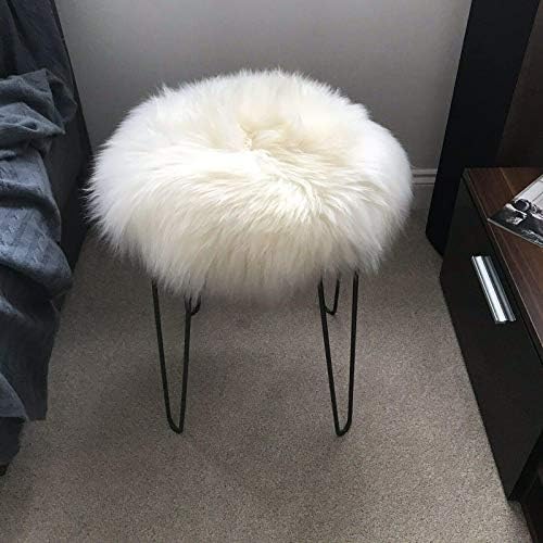 100% Genuine Real Sheepskin Seat Pad British Roundie 35cm Cream White Ivory UK