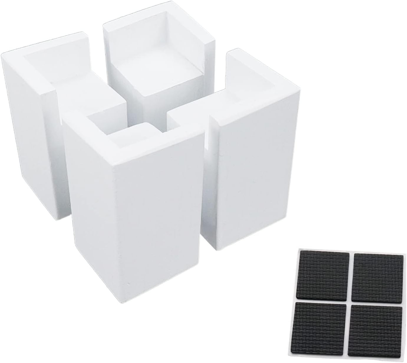 Amazon.com: Tsnamay White Painted Set of 4 Bed Risers Furniture Square ...