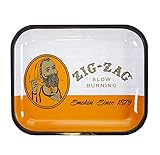 ZIG-ZAG Rolling Papers - Large Metal Rolling Tray - with Design - Elegant and Sleek Finish - Smooth Rounded Corners (Classic Orange)