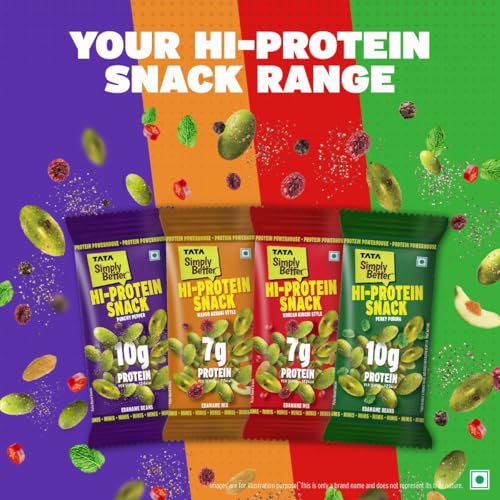 Image of Tata Simply Better Mango Achari Flavoured Edamame Mix, Pack of 5, Hi-Protein Snack (28g Each)