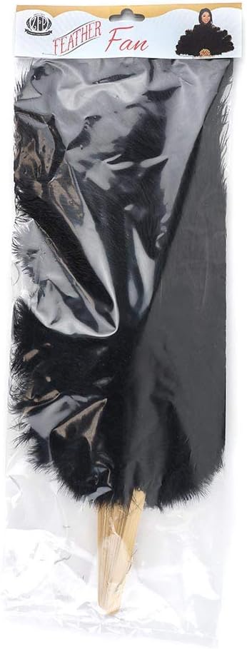 ZUCKER Large Ostrich Feather Fan - Vintage Costume Folding Hand Fan - Burlesque Showgirl Costume Decorative Fan for Women