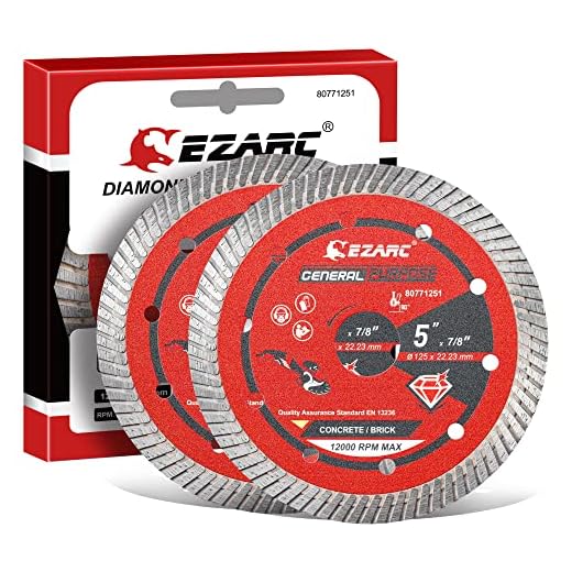EZARC 5 inch Diamond Blade, Turbo Diamond Saw Blades for Angle Grinder, 5" Stone Blade for Fast Cutting Porcelain Ceramic Granite Marble Brick(2-Pack)