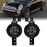 SHINEFIT LED Front White Halo DRL Driving Parking Light Compatible with Cooper R50 R53 Hatchback 2002-2006/ Cooper R52 Convertible 2004-2008, Amber Turn Signal Lamps Assembly, Smoke Lens