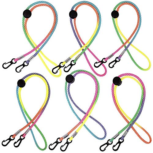 6 Stück Buntes Mundschutz Lanyard, Verstellbare Lanyard mit Karabinerhaken für Kinder und Erwachsene, Ewiederverwendbar Ohrhalter Seil