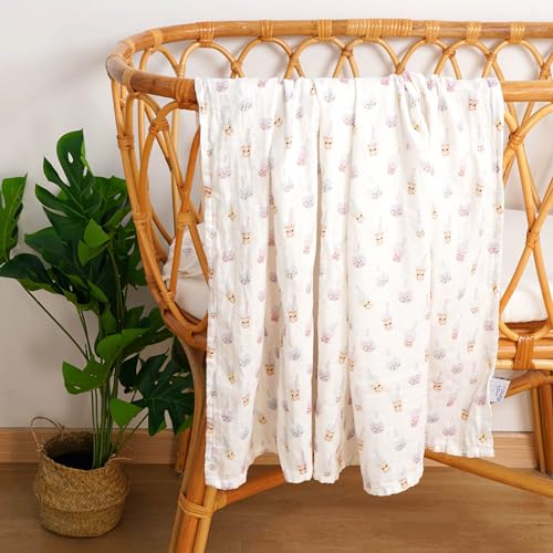 Image of Muslin Swaddle Blanket for Unisex, Soft Breathable and Skin-Friendly Baby Swaddles for Boys & Girls, Newborn Receiving Blanket, Boba Blankets Babies, Large 42 x 47 inches