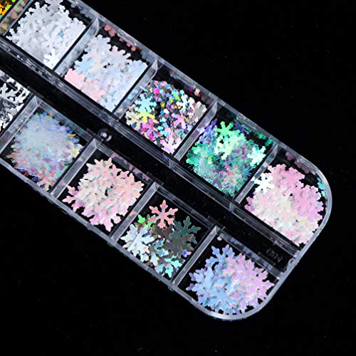 Lurrose Schneeflocke Pailletten 3 Boxen holographische Schneeflocke Nagel Glitter Weihnachten dünne Nagel Flocken… – Bild 6