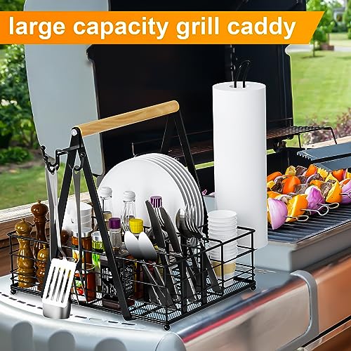 Jbbtool BASKET-1 Grill Caddy With Paper Towel Holder, Bbq Camping Caddy For Plates And Utensils, Picnic Condiment Storage Caddy, Rv Patio Camper Must Haves, Outdoor Kitchen Barbecue Accessories thumb #1