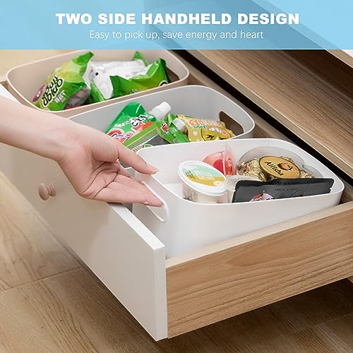 Hwtcjx 12 PCS White Plastic Storage Baskets with Handle, Rectangular Kitchen Organiser - Image 3