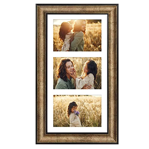 Frametory, 7x14 Picture Frame - for Three 4x6 Photos, Three