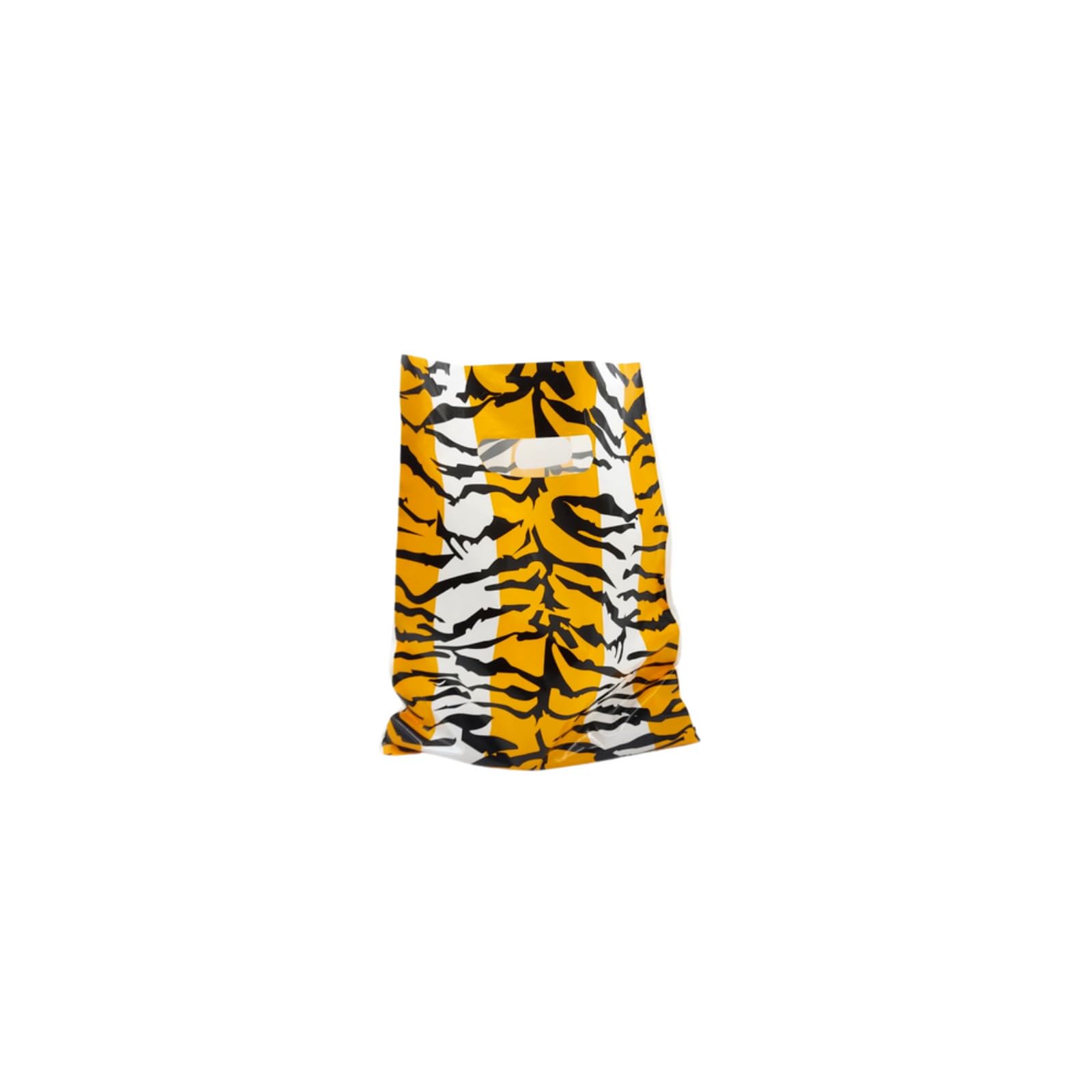 CompleteShopfittings 100x Plastic Tiger Printed Design Carrier Bags 10"x12"(Small) - Modern Printed Strong Gift Shopping Bags