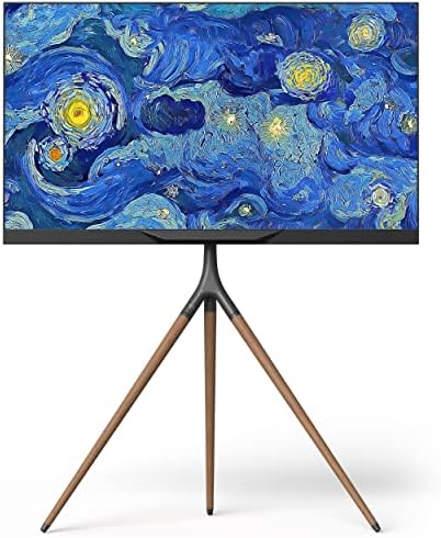 ONKRON TV Stand Height Adjustable - Wooden TV Easel for 32-65 inch TV max VESA 400x400 up to 35 kg Tripod TV Stand Black