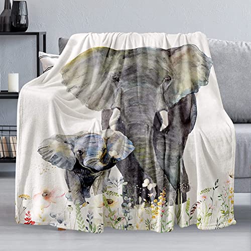Elephant Blanket Soft Warm Fuzzy Fleece Plush Blanket 50x40 Smooth Cozy Flannel Throw Blanket for Bed/Couch/Office/Camping