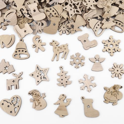 GoldRock Holz Konfetti Tischdeko Weihnachten Deko, 100 Stk Streudeko...