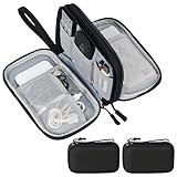 Skycase 2 Stück Kabeltasche Organizer – Kompakt & Praktisch für USB-Ladekabel, Powerbank, Kopfhörer & Elektronikzubehör – Reisegepäck-Organizer, Schwarz