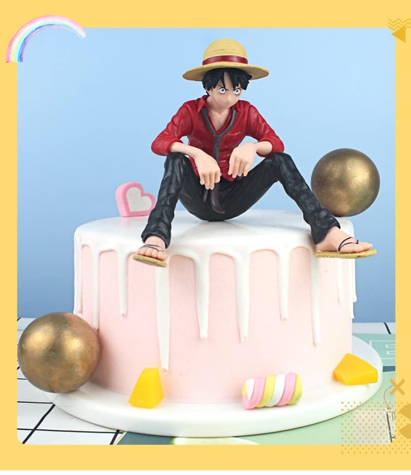 Image of Awestuffs Action Figure Limited Edition for Car Dashboard, Decoration, Cake, Office Desk & Study Table (Luffy Sitting (Red))