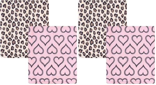 Image of Hudson Baby Unisex Baby Silky Plush and Coral Fleece Blanket, Leopard Heart, 30x36 inches (Pack of 2)