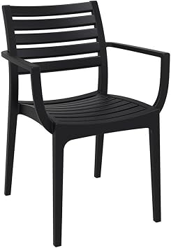 Compamia Artemis Outdoor Patio Dining Arm Chair in Black Set of 2