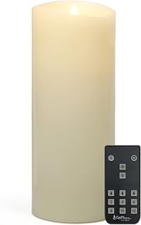 Softflame Flameless LED Candles with Remote Control, Flickering 3D Moving Flame Battery Operated Candles in Real Wax Shell for Indoor Use, Home Decor Ivory 4 X 10