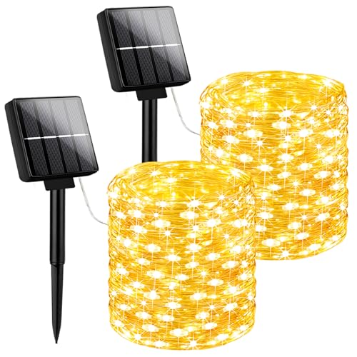 Brightever Solar String Lights Outdoor Waterproof, 2-Pack Total 80FT 200LED Solar Fairy Lights with 8 Lighting Modes, So - Detailed View