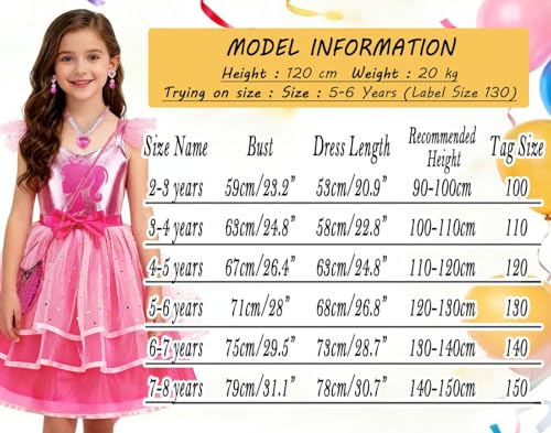 Disfraz rosa para niñas 4-5 años con accesorios miniatura 6