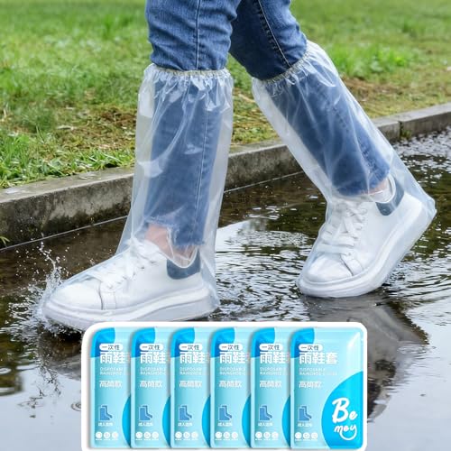 Disposable Long Rain Shoe Covers for Adults (12 Pcs)