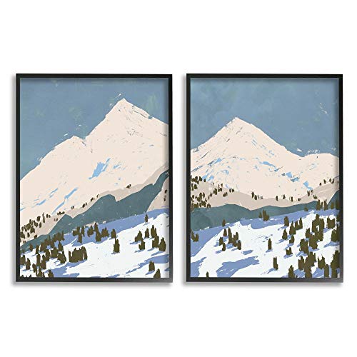 Stupell Industries Snowy Mountain Forest Landscape Calming Blue Peaks