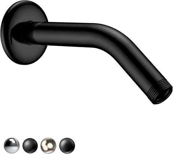 HOPOPRO 6 Inches Shower Arm with Flange - Wall Mount Replacement Angle Shower Head Arm For Fixed Handheld Showerhead - Including Teflon Tape - NBC News Recommended Brand - Stainless Steel - Dark Black