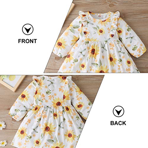 KESYOO Vestido de Girassol Feminino Vestido Floral de Manga Comprida Vestido de BebÃª Feminino Flor