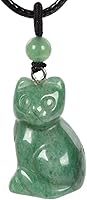 Justinstones Natural Agate Carved Cat Necklace - 30mm Healing Crystal Pendant, 22" Stainless Steel Chain, Cute Animal Amulet Gift