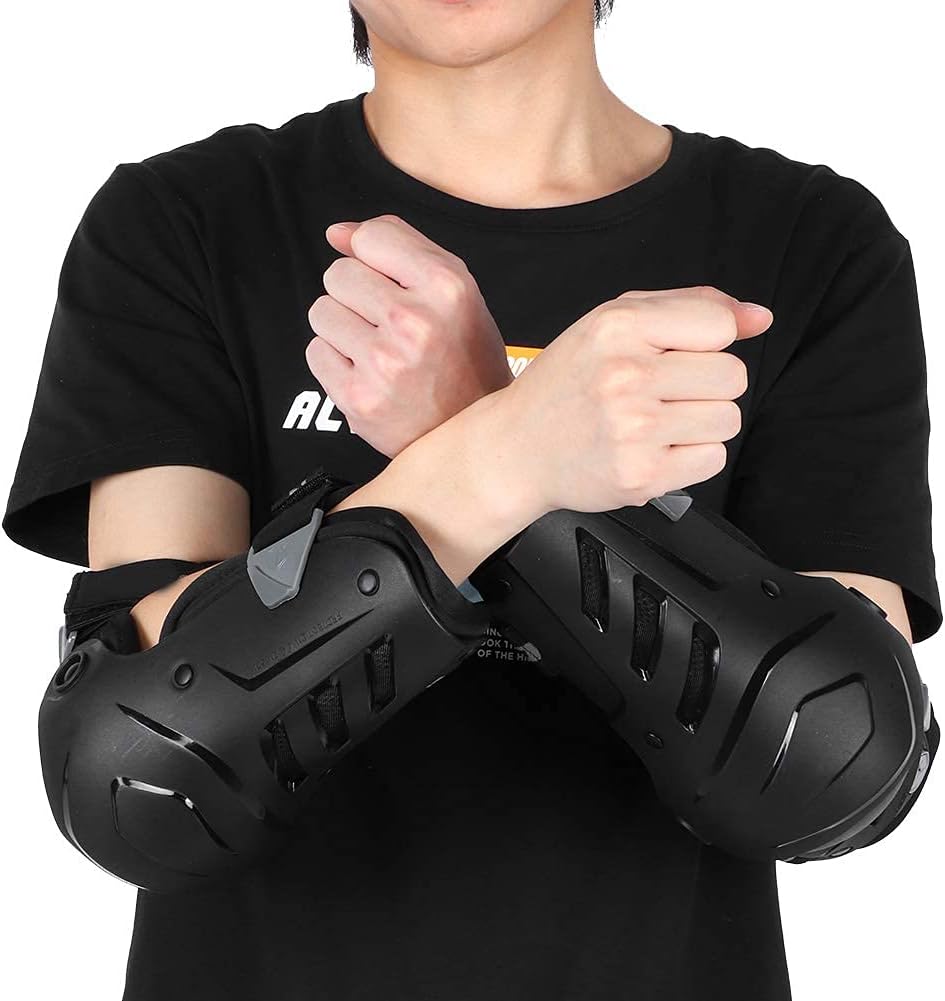 Knee Elbow Guard, Qiilu Motorcycle Knee Guards, 4Pcs Motorcycle Knee Elbow Guard Kit Protective Pads Outdoor Riding Support Brace Gear