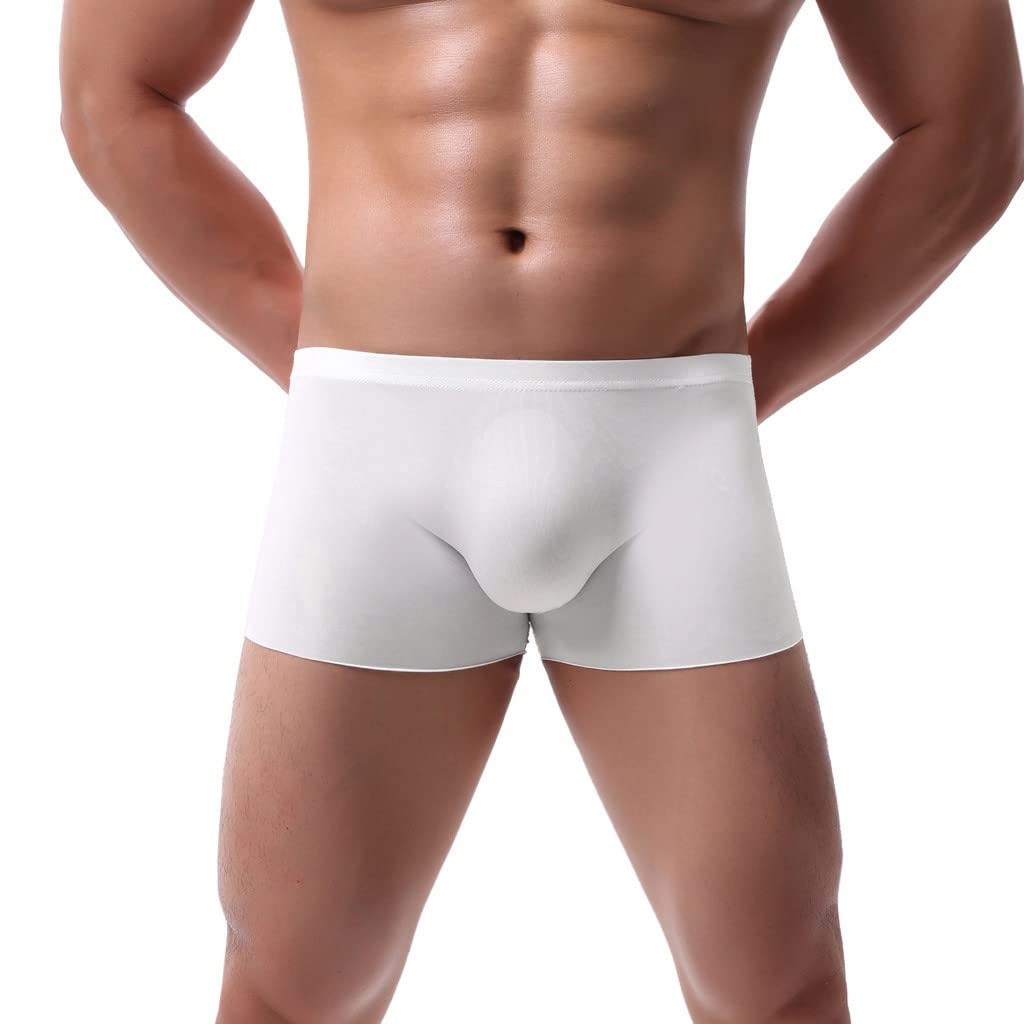 Bukknye Men's White Boxers Plain Jersey Boxer Shorts Underwear Anti Chafing Soft Comfortable Boxer Briefs Moisture Wicking Technology Sports Shorts(,M)